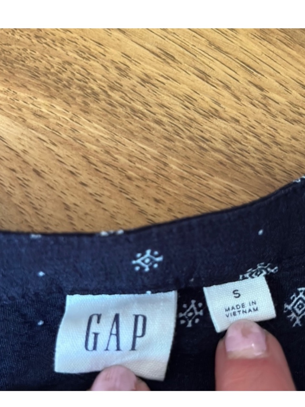 GAP Navy Sleeveless Button-Front Mini Dress with Print - Picture 3 of 4